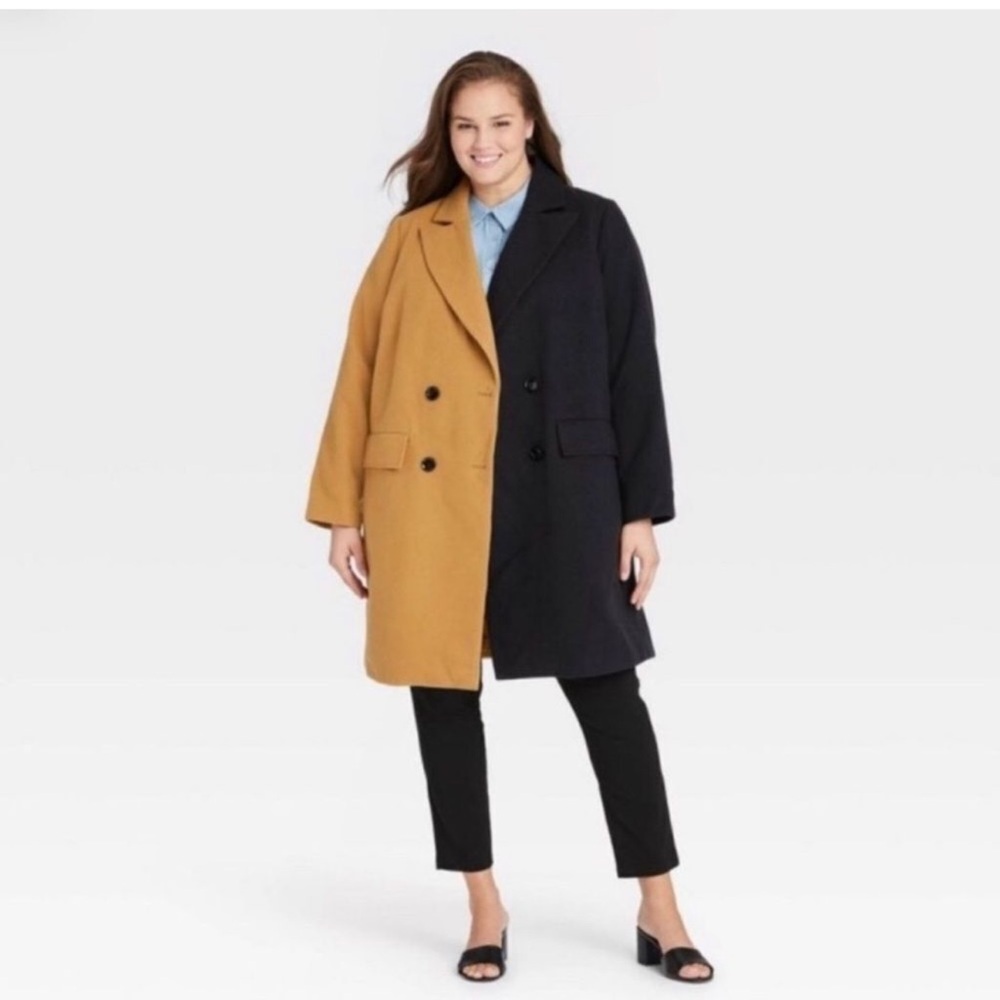 BFCM special! Who What Wear Black & Tan Pea Coat sold out limited edition size M